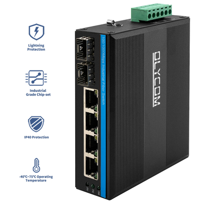 6-Port-Industrielle Netzwerk-Schalter mit 2 Fasern und 4 Auto-MDI/MDIX RJ45-Ports