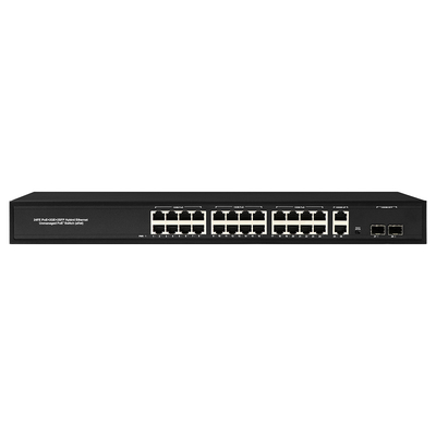 24 Port Netzwerk 48V Active PoE Switch 450W Standard AF/AT mit 2 RJ45 Uplink Port Ethernet sfp Faser Switch