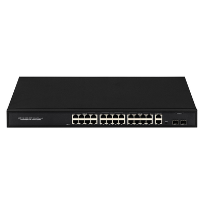 24 Port Netzwerk 48V Active PoE Switch 450W Standard AF/AT mit 2 RJ45 Uplink Port Ethernet sfp Faser Switch
