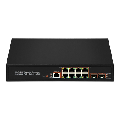 8 Port Gigabit Managed PoE Switch SFP Glasfaser 120W Budget AC Eingang Realtek Chip
