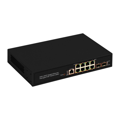 8 Port Gigabit Managed PoE Switch SFP Glasfaser 120W Budget AC Eingang Realtek Chip