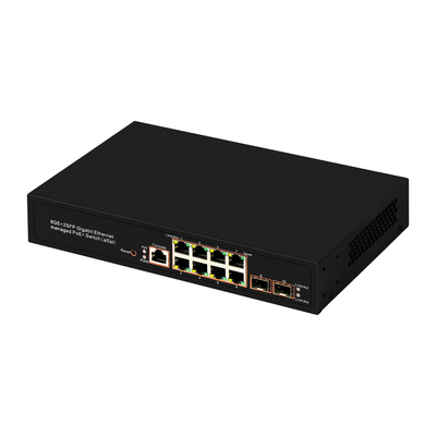 8 Port Gigabit Managed PoE Switch SFP Glasfaser 120W Budget AC Eingang Realtek Chip