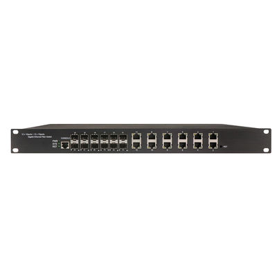 1U Rack Mount Industrial Managed POE Switch mit 12 RJ45 + 12 SFP-Anschlüssen und 340W POE