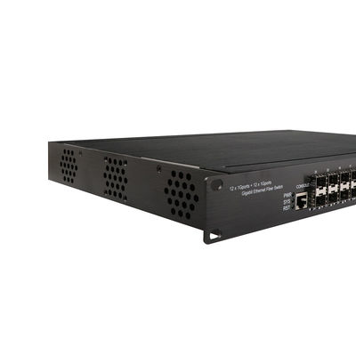 1U Rack Mount Industrial Managed POE Switch mit 12 RJ45 + 12 SFP-Anschlüssen und 340W POE