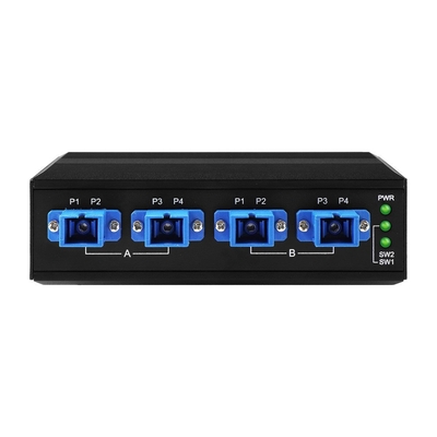 4 Kanal Industrieoptischer Bypass-Schalter D2X2B Din Rail DC24V Eingang SM/MM Für Stromausfälle