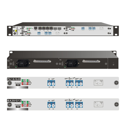Erbium-doppierte Faserverstärker EDFA-Gerät Optical Signal Booster 1U Chassis System