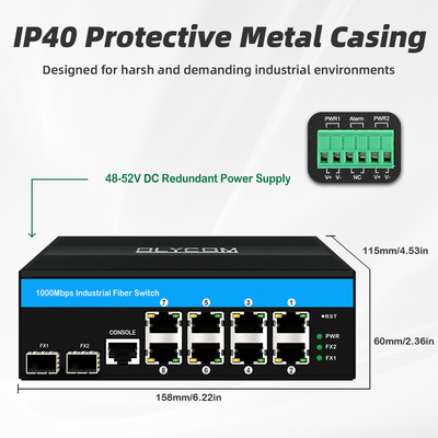 10 Port Gigabit 10/100/1000mbps L2 Managed POE Switch mit 2 Sfp für den Außenbereich