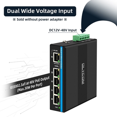 5 Ports Gigabit Spannungsbooster 12-48VDC Eingangs-Industrie-Poe-Netzwerk-Schalter