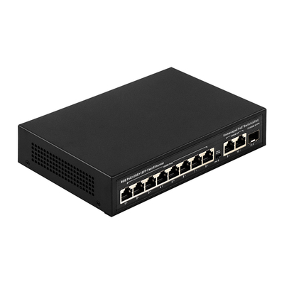 120 W Unmanaged POE Switch 8 PoE 10/100/1000Mbps + 2 LAN 10/100/1000Mbps + 1SFP 100/1000M