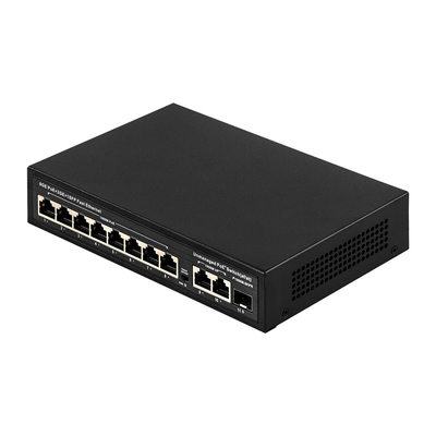 120 W Unmanaged POE Switch 8 PoE 10/100/1000Mbps + 2 LAN 10/100/1000Mbps + 1SFP 100/1000M