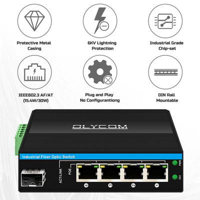 5 Port Gigabit Unmanaged POE Switch DC48-52V Stromversorgung Ethernet-Schalter für den Außenbereich