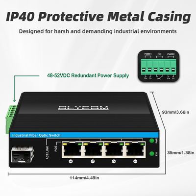 5 Port Gigabit Unmanaged POE Switch DC48-52V Stromversorgung Ethernet-Schalter für den Außenbereich