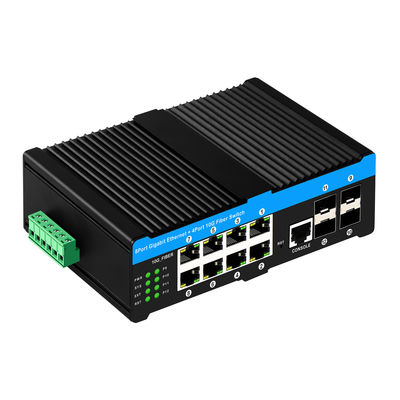 10G Industrial POE Switch mit 8 Gigabit POE Ports und 4 10G SFP Uplink - 6KV Überspannungsschutz L2 Managed Network Switch