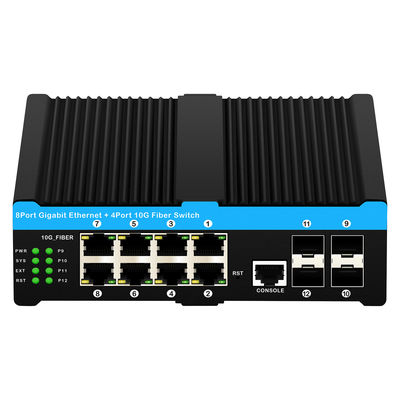 10G Industrial POE Switch mit 8 Gigabit POE Ports und 4 10G SFP Uplink - 6KV Überspannungsschutz L2 Managed Network Switch