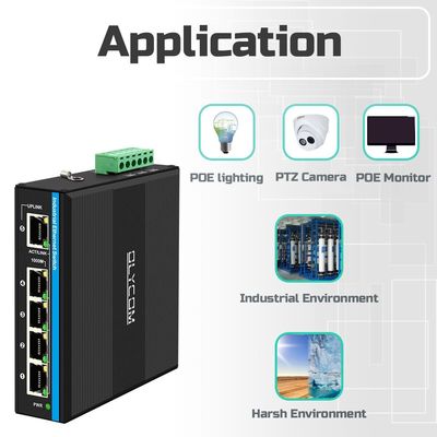 Mini 5 Port Industrial Ethernet Switch mit 6KV Überspannungsschutz und breitem Temperaturbereich für raue Umgebungen