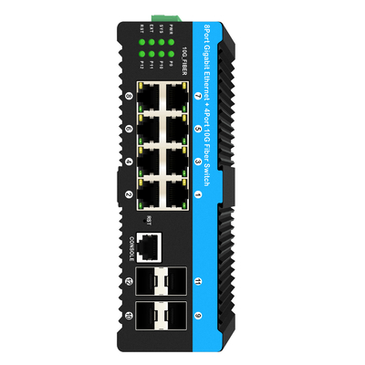 10G Fiber Industrial Managed PoE Switch Gigabit Ethernet 8 Port PoE 240 W Realtek Chip