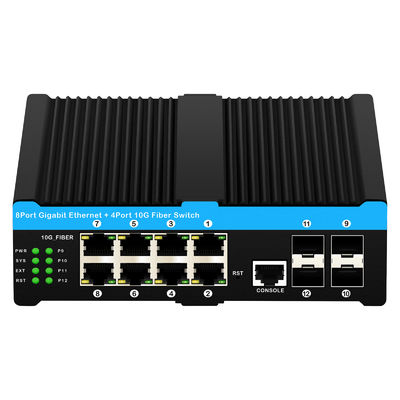 10G Fiber Industrial Managed PoE Switch Gigabit Ethernet 8 Port PoE 240 W Realtek Chip