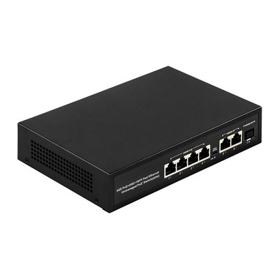 6 Anschlüsse Plug and Play POE Switch 48V mit 1000Mbps Ports IEEE 802.3 af/at Ethernet Switch geeignet für POE IP Kamera