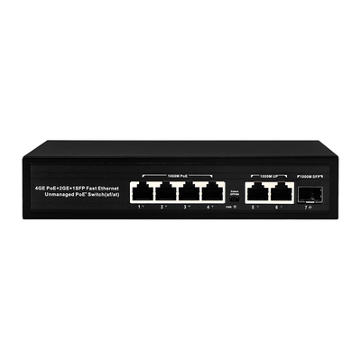 6 Anschlüsse Plug and Play POE Switch 48V mit 1000Mbps Ports IEEE 802.3 af/at Ethernet Switch geeignet für POE IP Kamera