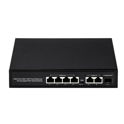 6 Anschlüsse Plug and Play POE Switch 48V mit 1000Mbps Ports IEEE 802.3 af/at Ethernet Switch geeignet für POE IP Kamera