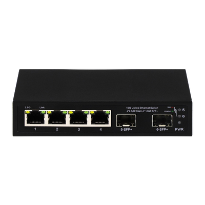 6 Ports 10g Ethernet-Schalter mit Glasfaser 4* 2.5G RJ45 + 2* 10G SFP+ Unterstützung OEM/ODM