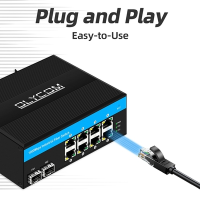 industrieller Gigabit 8-Port-Din-Rail Ethernet-Poe-Switch DC48-52V mit doppelter Stromzuführung