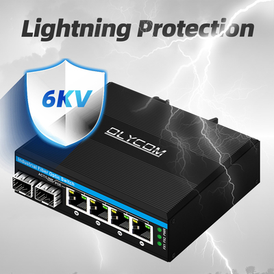 Mini 6-Port Gigabit-Ethernet-Schalter Poe-Schalter Din-Schiene 2 sfp+ 4 RJ45 DC48-52V Doppelstrom-Eingang