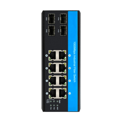 12 Port 10/100/1000mbps nicht verwalteter Din-Rail-Poe-Switch 4 SFP-Ports+ 8 RJ45-Ports Ethernet-Switch