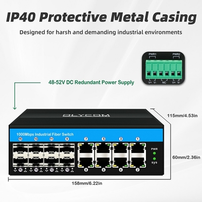 16 Port-Gigabit-Poe-Schalter unterstützt den DIN-Rail-Ethernet-Schalter für CCTV-Systeme