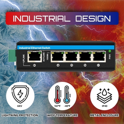 5 Port Gigabit Poe+ Schalter E-Mark Ethernet Schalter DC48V Doppelstrom-Eingang Din-Rail Poe Schalter