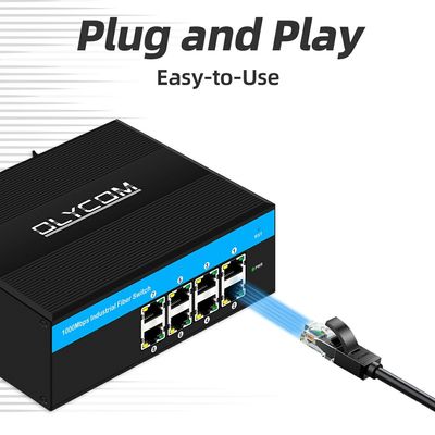 E-Mark 8 Port Gigabit Industrial Ethernet Switch für Fahrzeugnetzwerke und industrielle Automatisierung