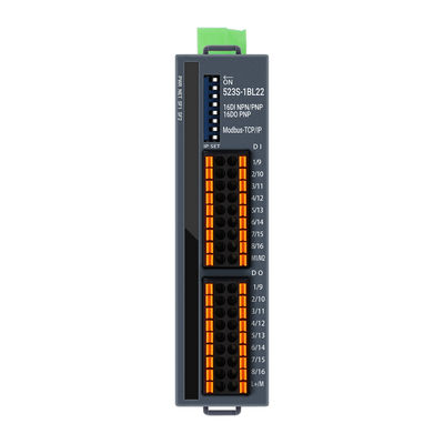 Modbus TCP/IP Slave I/O Modul 24VDC 2 RJ45 16 Port DI DO Din Rail NPN PNP Verbindung