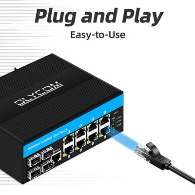 12 Port Gigabit Managed Switch 4SFP+8RJ45 Industrial Managed Ethernet Switch mit Dual Power Input für DIN-Rail Netze