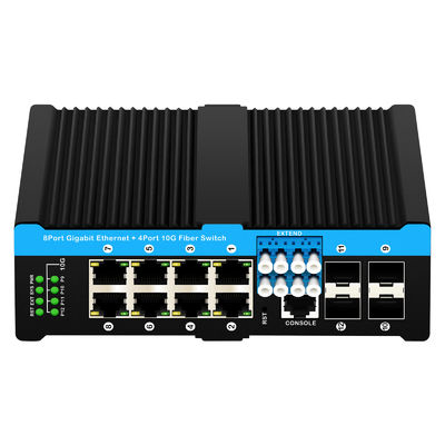 12 Port 10G L2/L3 verwalteter Poe+-Schalter optischer Bypass-Schalter 4*10G sfp +8 RJ45 Din-Rail Ethernet-Schalter