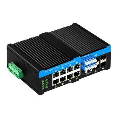12 Port 10G L2/L3 verwalteter Poe+-Schalter optischer Bypass-Schalter 4*10G sfp +8 RJ45 Din-Rail Ethernet-Schalter