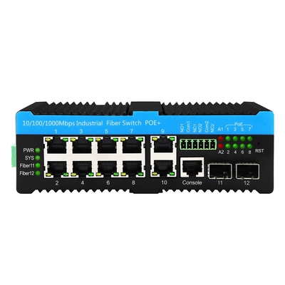 8-Port PoE Gigabit Ethernet Switch L2 mit DC48V-Eingang und IP40-Schutzklasse verwaltet