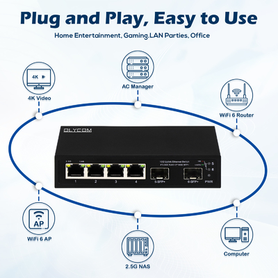 10g Ethernet-Switch nicht verwaltet 4 Ports 2.5G Ethernet-Switch mit 10G SFP+ Ports