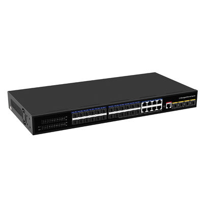 24 Port 10G L3 Managed Fiber Switch mit 8 Gigabit Combo SFP/RJ45 1U Rack 220V Wechselstrom-Eingang
