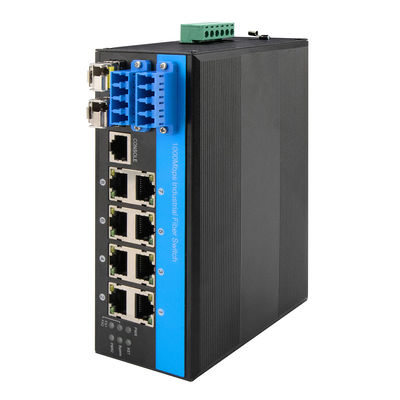 8 Port Bypass Managed Ethernet Switch 2.5G Glasfaser Industrieoptischer Schutz DIN montiert