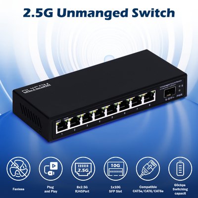 10G Ethernet-Switch Unmanaged Netzwerk-Switch 8*2.5G RJ45+1*10G SFP-Ports