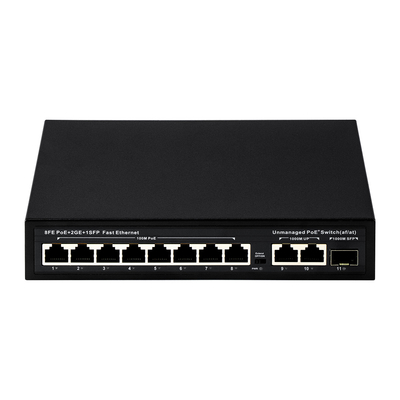 Erweiterte Reichweite 8-Port PoE Switch 10/100M mit 120W/150W Verbrauch und 250m Abdeckung