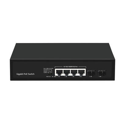4 Anschlüsse Gigabit SFP Fiber PoE Switch 60W Budget mit VLAN 250 Meter Erweiterung