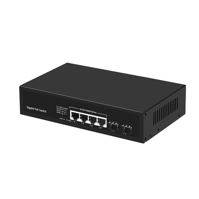 4 Anschlüsse Gigabit SFP Fiber PoE Switch 60W Budget mit VLAN 250 Meter Erweiterung