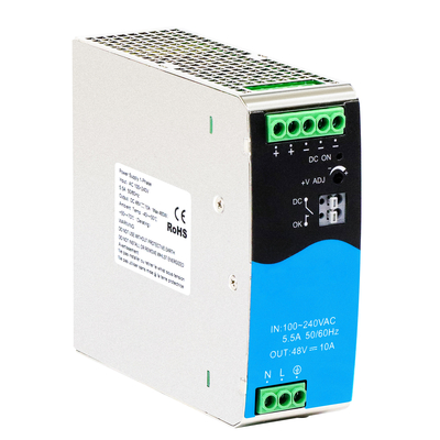 480W DIN Schienenstromversorgung 48V 10A Breite AC/DC-Eingabe mit aktivem PFC DC OK