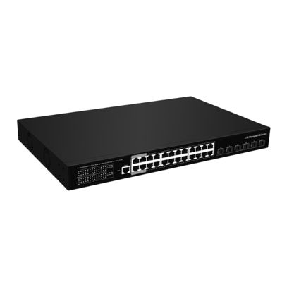 24 Anschlüsse 2.5G PoE Managed Switch 10G Fiber Uplink L3 Layer 400W Budget AC Eingang CE