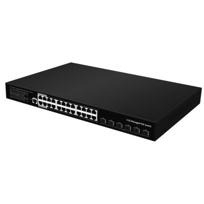 24 Anschlüsse 2.5G PoE Managed Switch 10G Fiber Uplink L3 Layer 400W Budget AC Eingang CE
