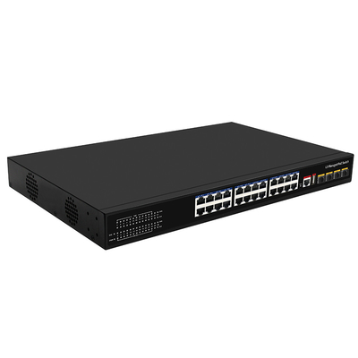 24 Port PoE Switch 10G Fiber300W Budget-USB-Konsole L3 verwalteter Wechselstrom-Eingang