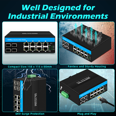 8 Port-Gigabit-Poe-Schalter Industrie-Ethernet-Schalter 4SFP+8RJ45 DC48V Doppelstrom-Eingang