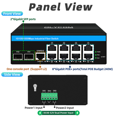 8 Port Gigabit Managed Poe Switch Industrie-Ethernet-Schalter mit 2SFP+8 RJ45
