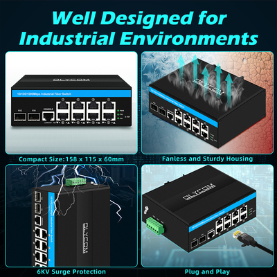 8 Port Gigabit Managed Poe Switch Industrie-Ethernet-Schalter mit 2SFP+8 RJ45